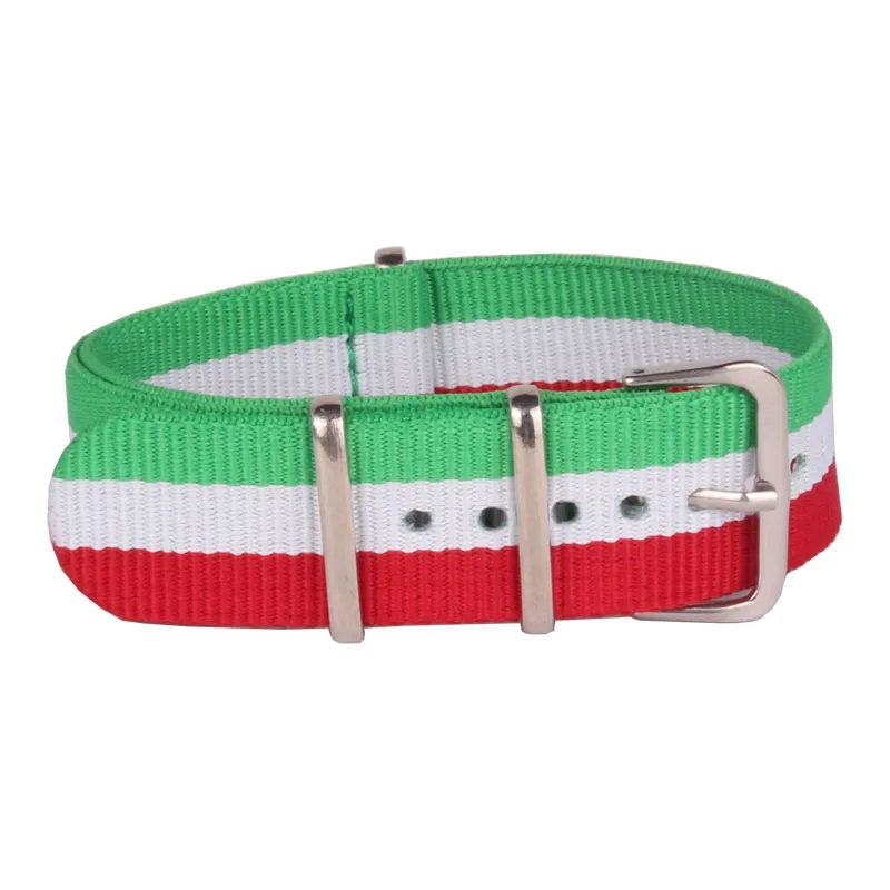 Купите 2 получите скидку 10%) 22 мм нейлоновые часы Nato Green_White_Red Stripes армейская