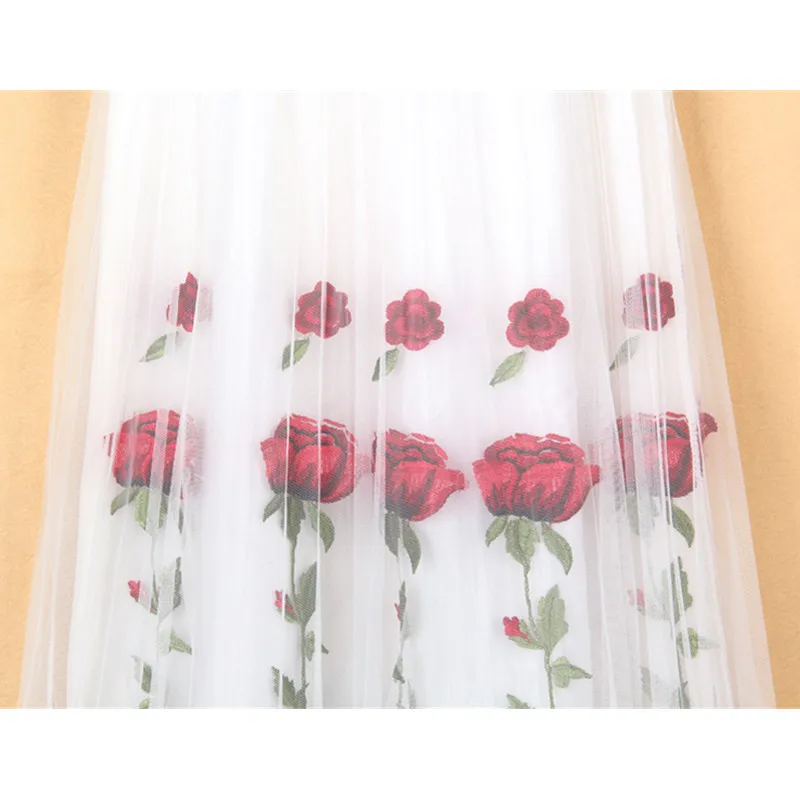 Женская сетчатая юбка средней длины с вышитыми розами летняя мода 2018 длинные