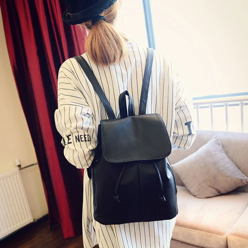 Простые кожаные рюкзаки в студенческом стиле дорожный рюкзак на шнурке сумки
