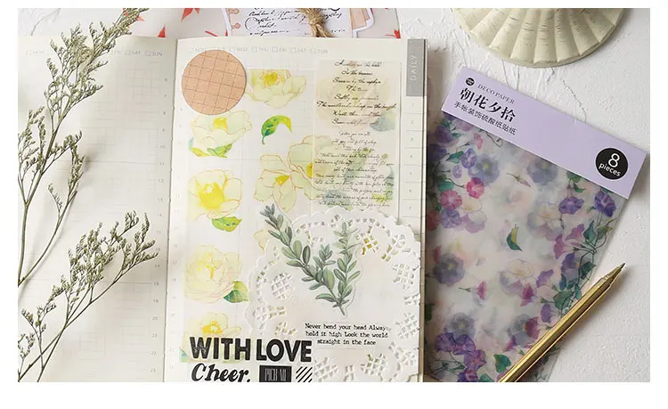 LoveFrom 8 шт./упак. полупрозрачные наклейки цветная бумага фона альбом «сделай сам» планировщик журнал канцелярские творческий подарок