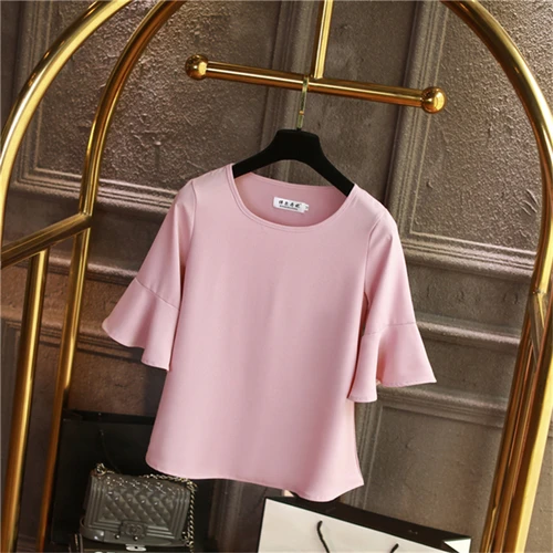 Lotus color Летние ожирения Шифоновая блузка размера плюс 6XL 5XL Для женщин рукав «фонарик» красивые собственн-cultivati рубашка блузка парадное, тонкое - Цвет: Lotus color