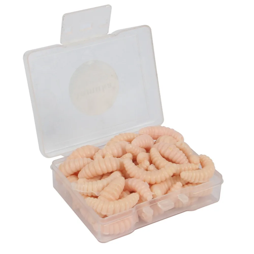 Anmuka 50pcs/box 2cm Pole Bait Fishing Lure Soft Bread Bug Bionic Grubs Trout Tackle | Спорт и развлечения