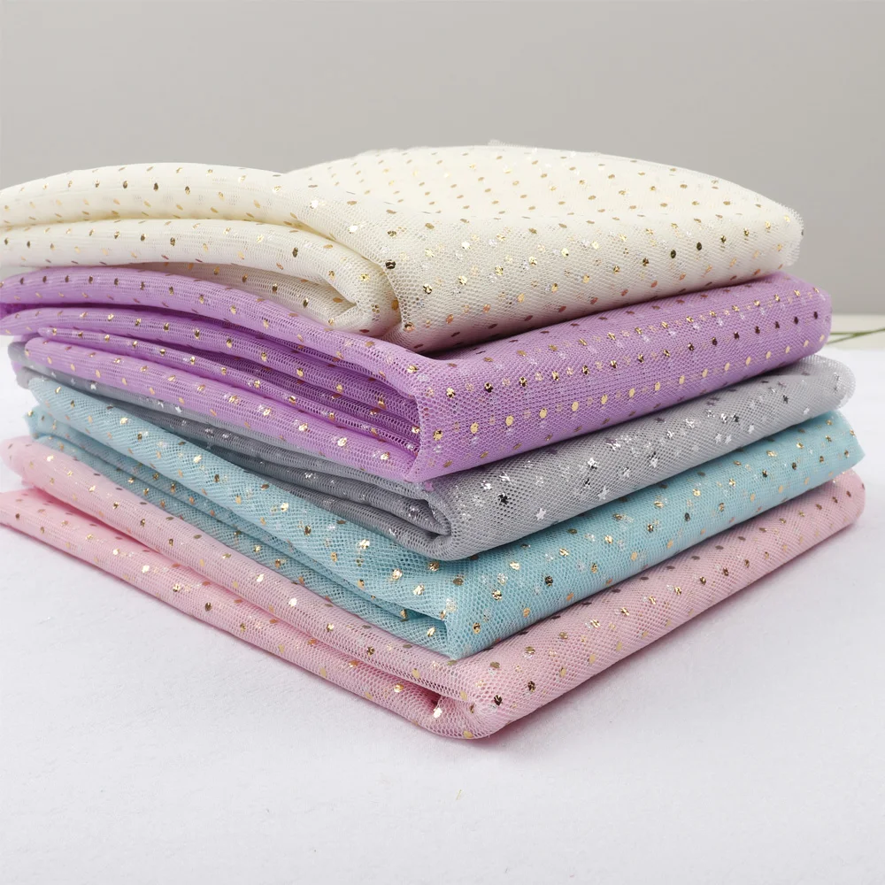 Сетка из тюля с принтом золотых точек 90*150 см сделай сам куклы ткань органзы