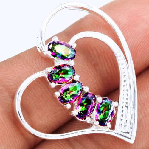 

Hand makeMystic Topaz Pendant, 100% 925 Sterling Silver, 32mm, 5.4g, AP0156