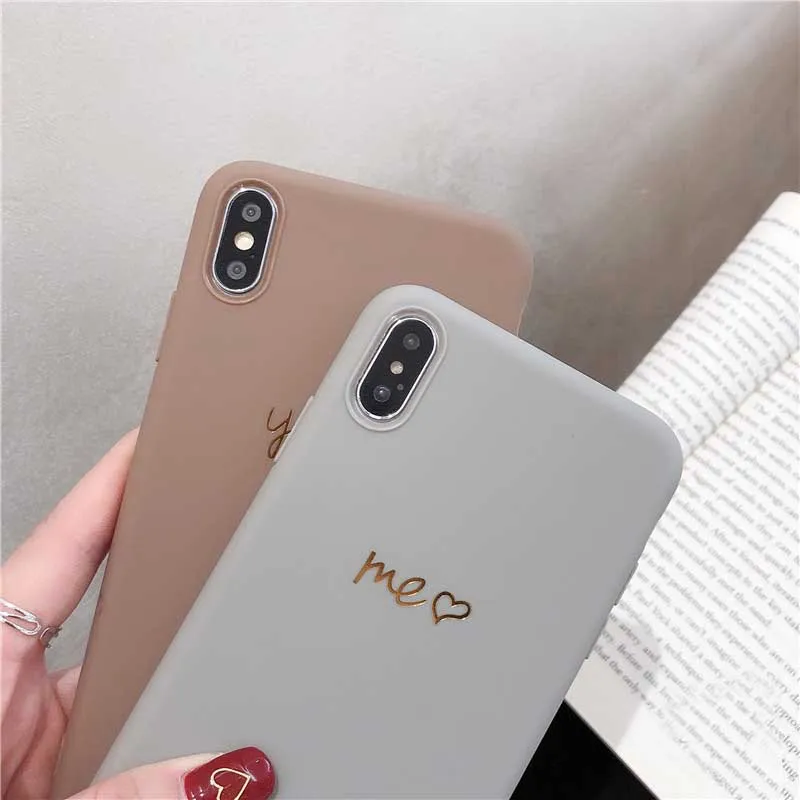 JIBAN Me You Simple Bronzing Letter Phone Case for IPhone 8/7plus Apple Iphone Xs/max/xr 6 6s 6plus Cover Soft Couples Shell |