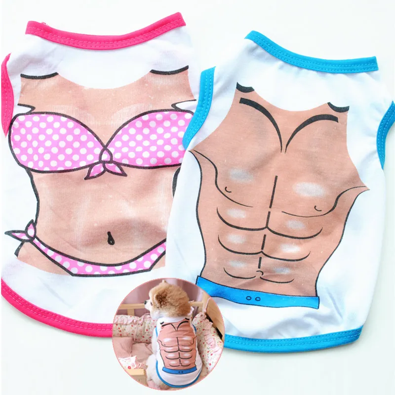 Лидер продаж 2 шт. футболки для домашних животных собак набор бикини мышцы принт