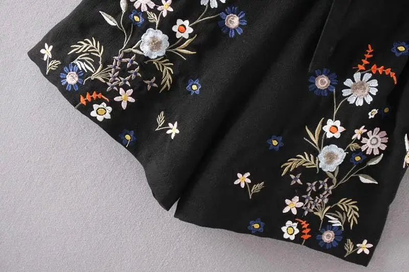 Summer New European Jacquard V Neck Jumpsuit Fashion Floral Embroidery Combinaison Short Femme Dfp8220 | Женская одежда