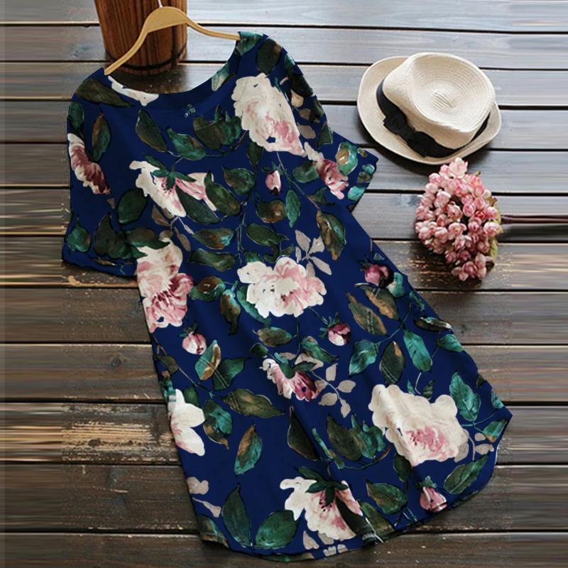 ZANZEA, женское льняное платье, элегантное, с цветочным принтом, мини, Vestido, короткий рукав,, летние платья, негабаритные, для работы, vestidos, robe Femme