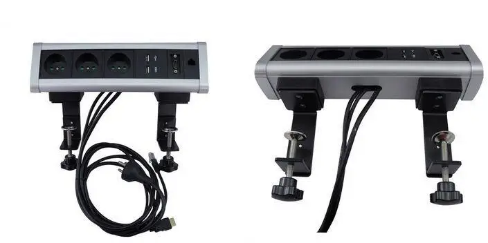

New horizontal hinged Triangle Desktop Socket with Universal power and RJ45 aluminum alloy socket tabletop mount cat6 socket