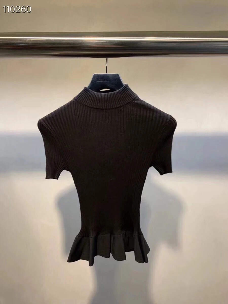 Новое поступление 2018 Женский вязаный свитер элегантный Turtlenck с коротким рукавом