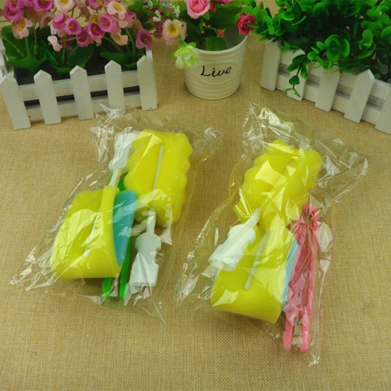 Новинка 2017 года щетка для бутылочки с губкой + губчатая головка комплект из 2