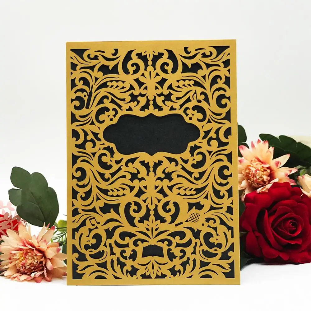 40 шт./лот темно-фиолетовые Свадебные приглашения лазерная резка свадебные