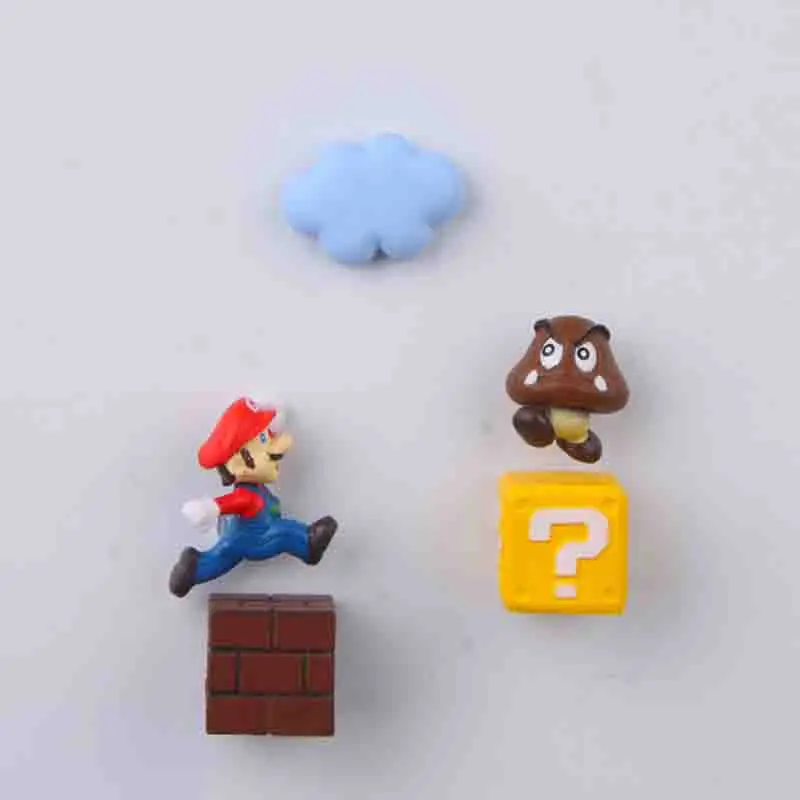5Pcs FC игра Принцесса Радуга облака 3D Funy стереоскопический Super Mario Bros магниты на холодильник стикер сообщений детская игрушка подарок на день рождения - Цвет: 5Pcs