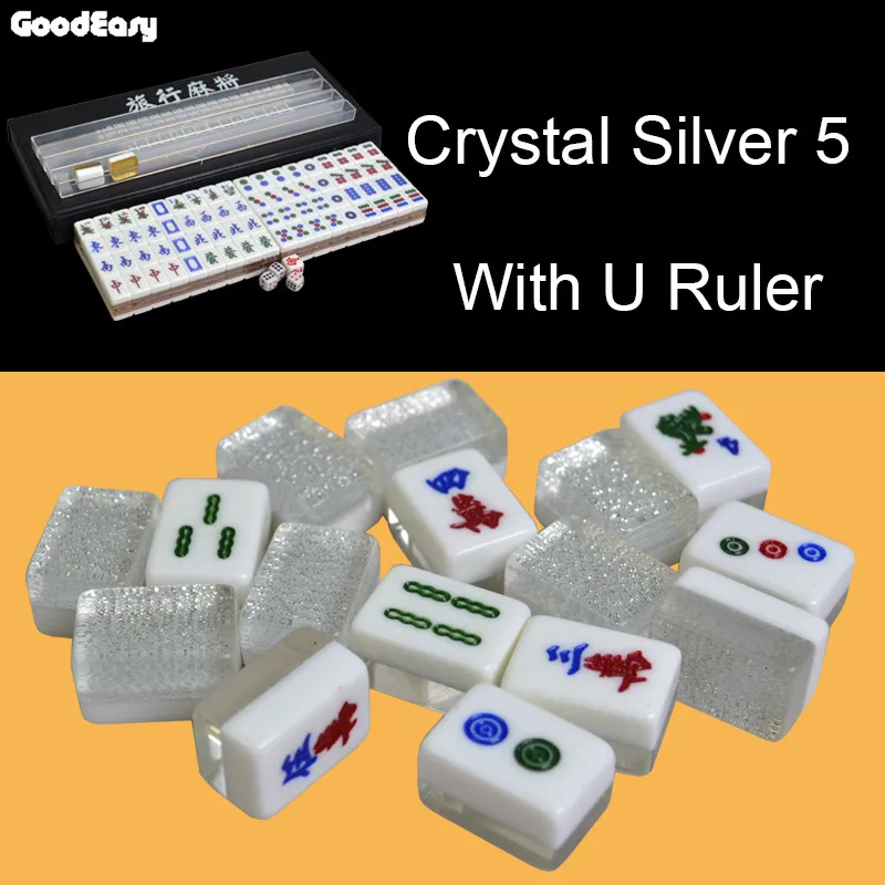 Silver with U Ruler JIESITE высокое качество путешествия мини Меламиновый Набор для игры в маджонг со складным столом с U линейкой забавная семейная настольная игра - Цвет: Silver with U Ruler