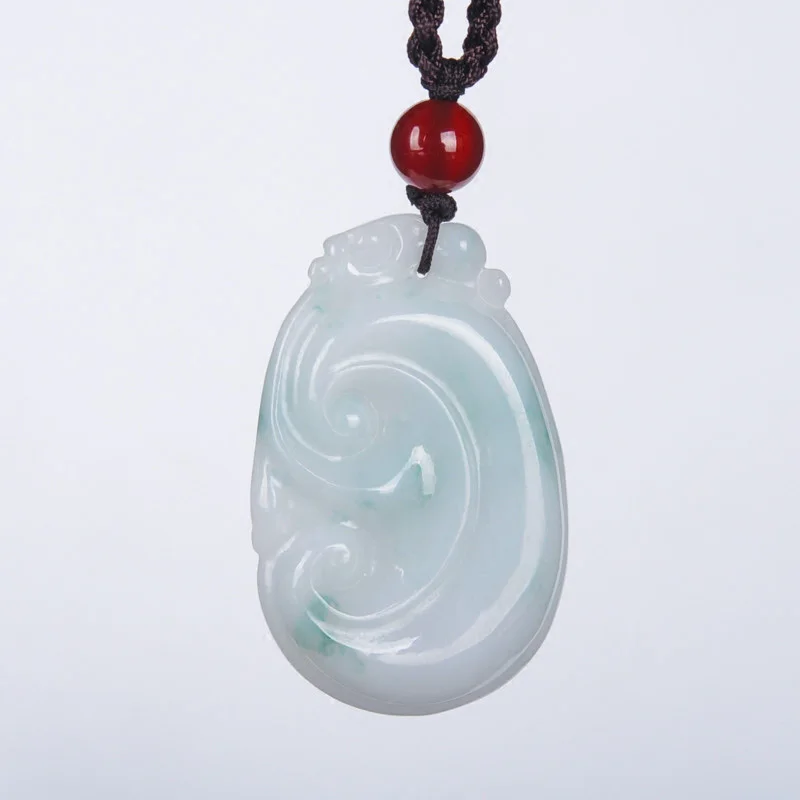 

Wholesale Chinese Hand Carved Burma Jade Dragon Pendant Lucky Amulet JiXiangRuYi Lovers Jade Stone Necklace Jadetite jewelry