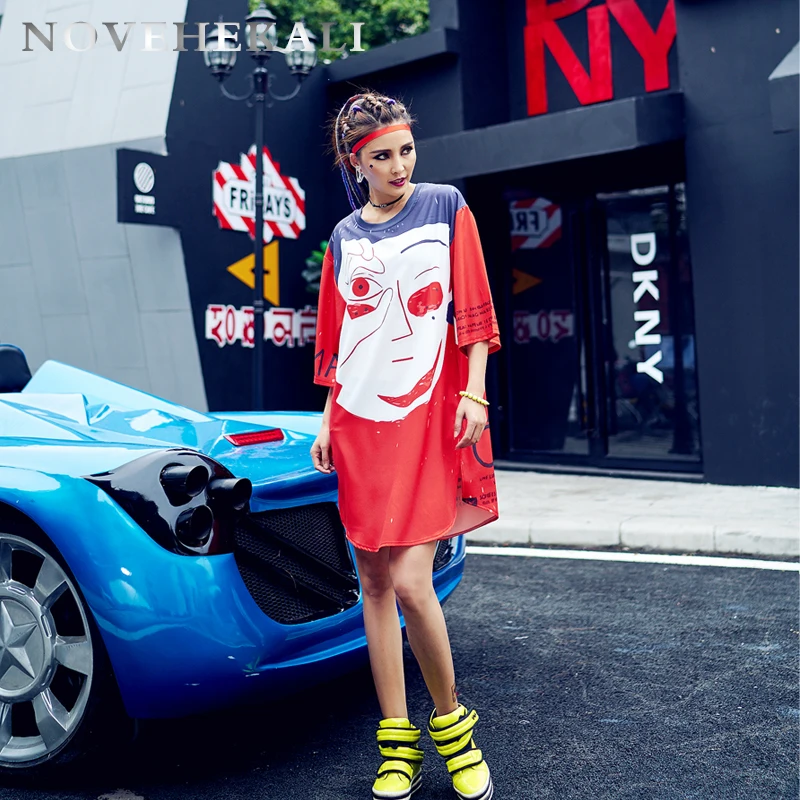 Женская футболка с принтом граффити свободная длинная в молодежном стиле