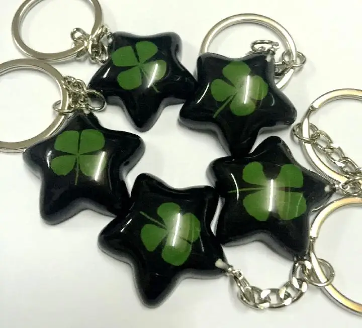 14 keychain jewelry real four leaf clover star style key ring | Украшения и аксессуары