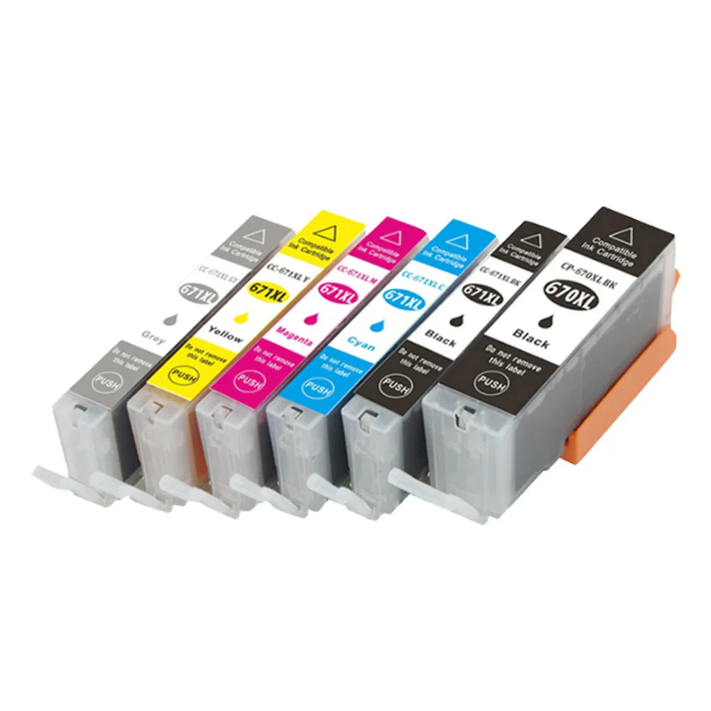 6 упаковок совместимы с чернилами PGI 670 CLI 671 XL для принтера Canon Pixma MG 5760/5765/6860/6865/7760|ink