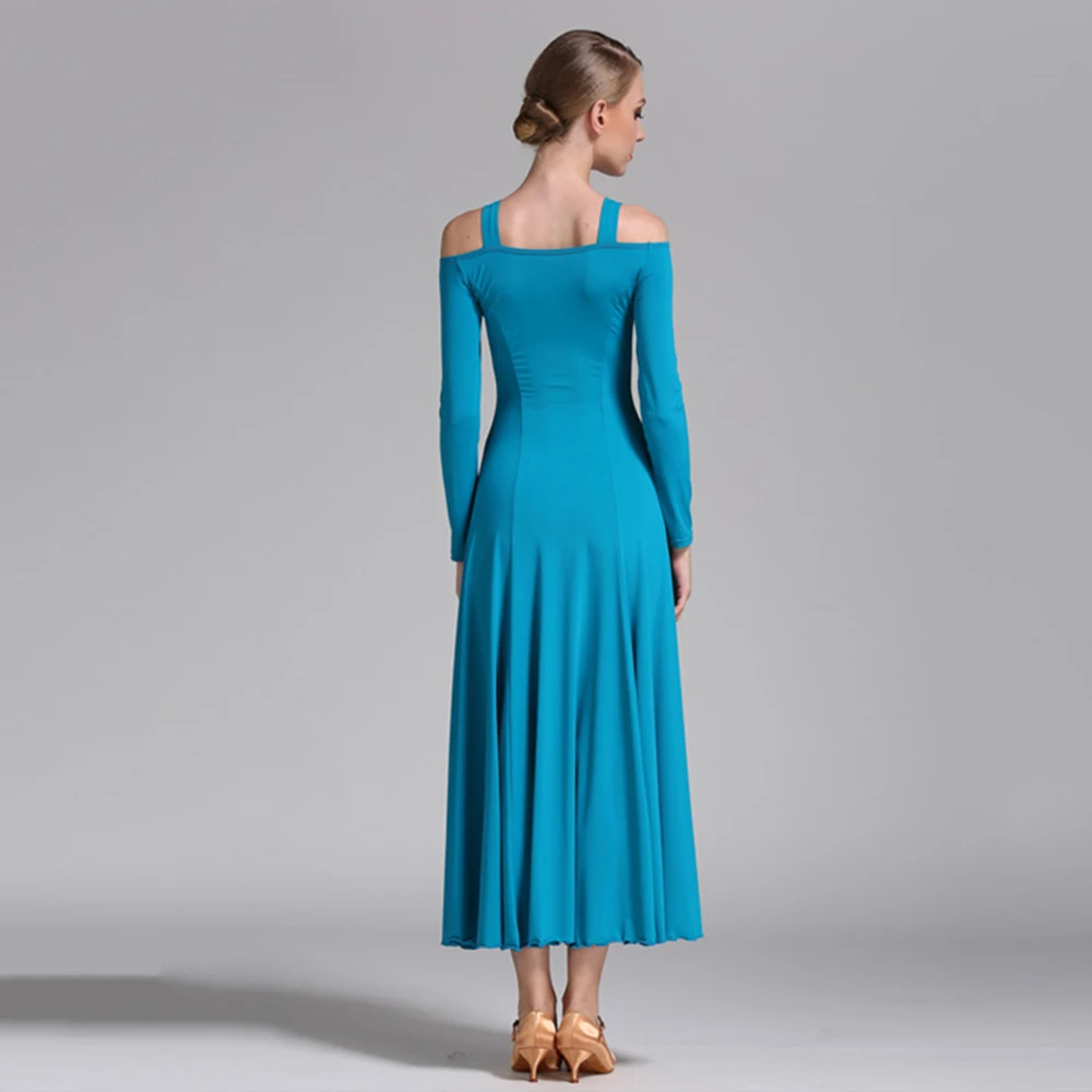 Женское платье для бальных танцев стандартных без бретелек с длинным рукавом