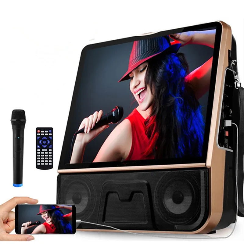 Открытый Портативный Видео Аудио Динамик bluetooth Wi-Fi тележка Звук Музыкальный плеер караоке машина зарядка MP3 беспроводной микрофон