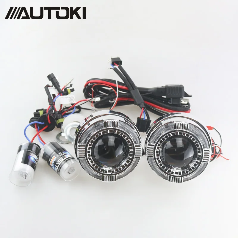 Автомобильный светодиодный проектор Autoki Angel Eyes Halo Bi xenon фара с полностью