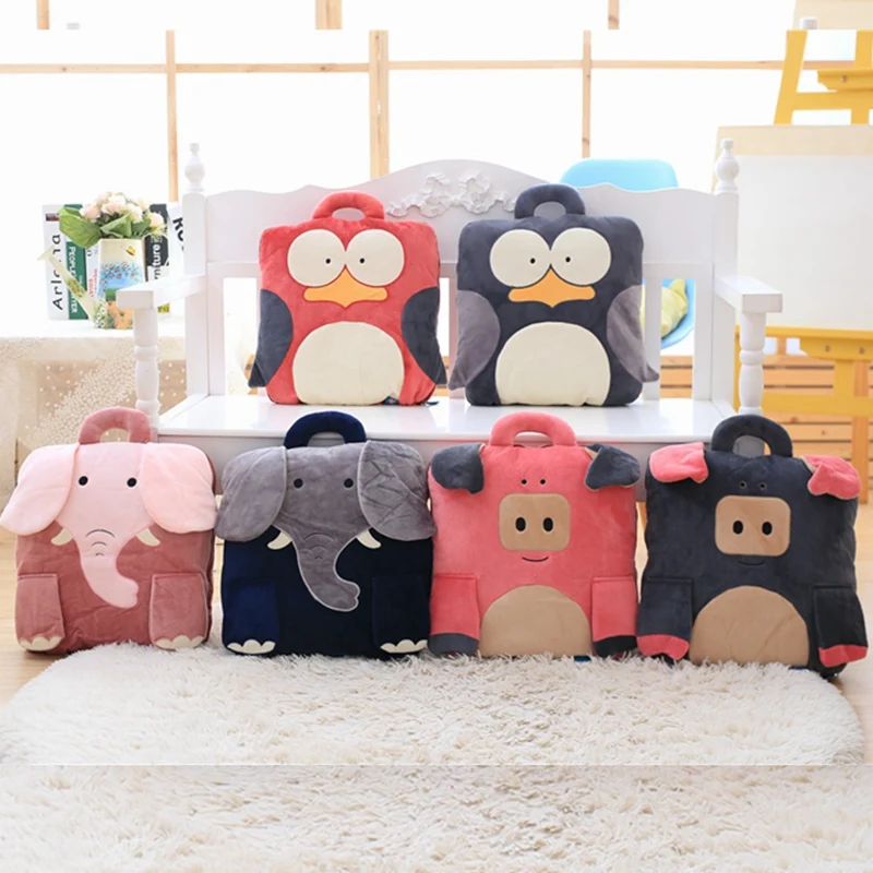 Kawaii Слон/свинья/пингвин плюшевые игрушки мягкие животные Подушка и одеяло 2в1