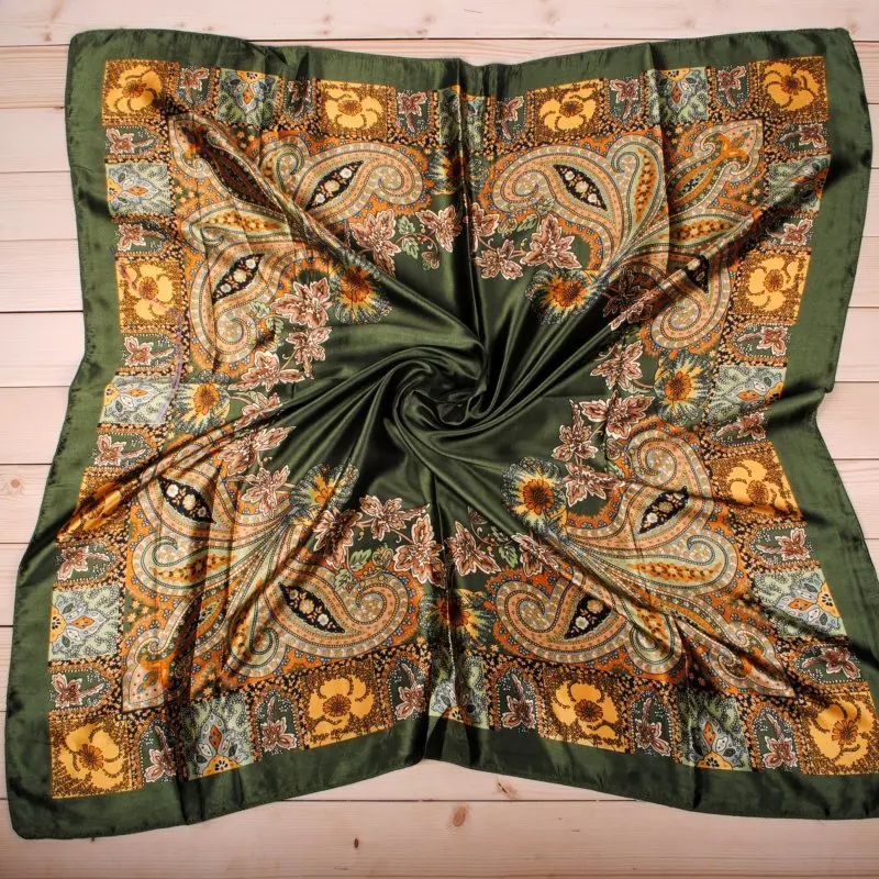 Большой хиджаб шарф для женщин с цветочным принтом шелковые атласные шарфы 90*90 см