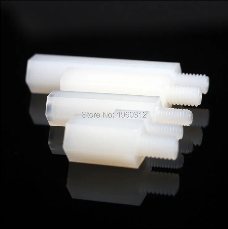 20 шт./лот Высококачественная Наружная и внутренняя резьба белая M4 x 45 мм + 6