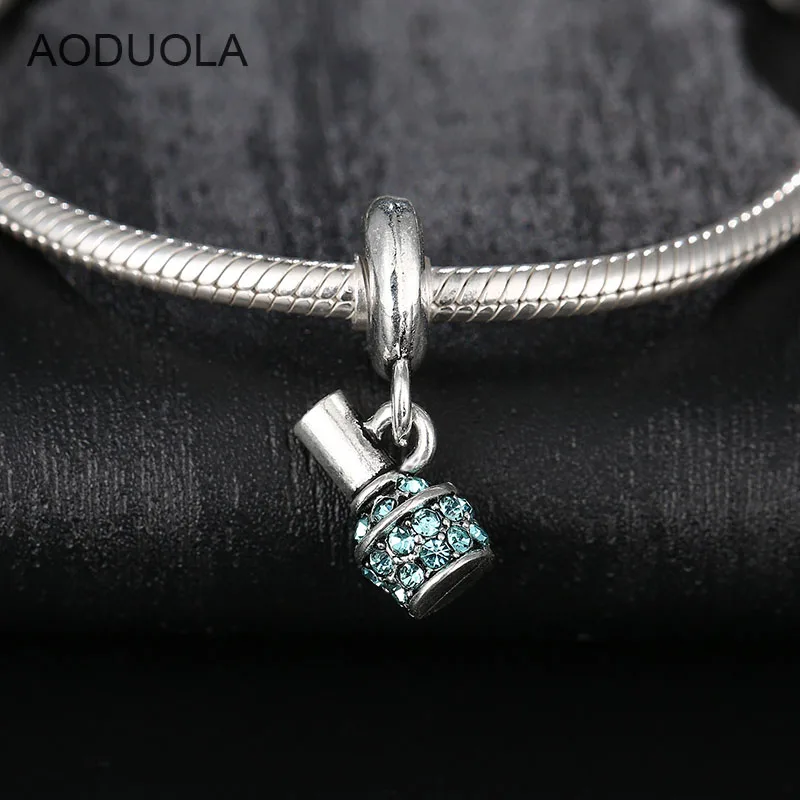 Бутылка для лака ногтей AODUOLA разноцветные кристаллические бусины серебряные