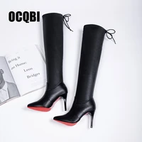 2019 women shoes boots high heels red bottom over the knee boots leather fashion beauty ladies long bootie size 35 39