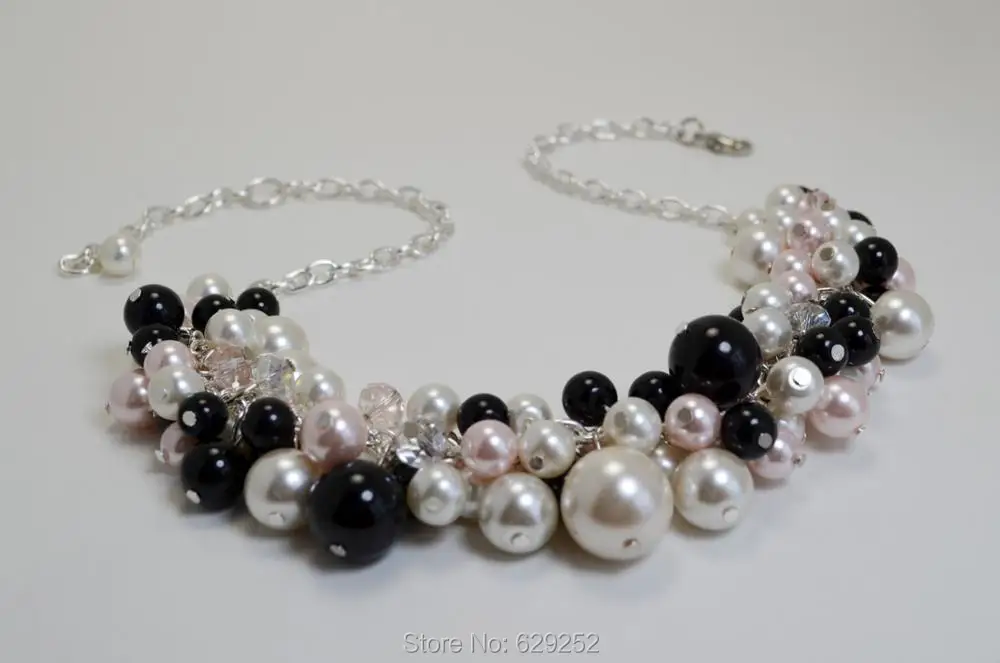Цвет слоновой кости розовый и черный жемчуг массивное кластер розовые жемчужные