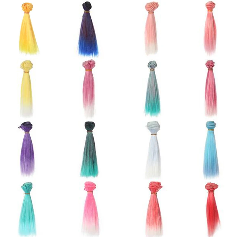 

10PCS/LOT Wholesale 15*100CM DIY Handmade Synthetic Fiber Blue/Green/Pink Wig 1/6 BJD Hair Doll