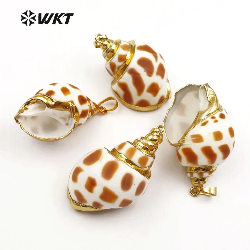 WT P319 ювелирные изделия Wild Coast кулон из натуральной раковины с золотой отделкой