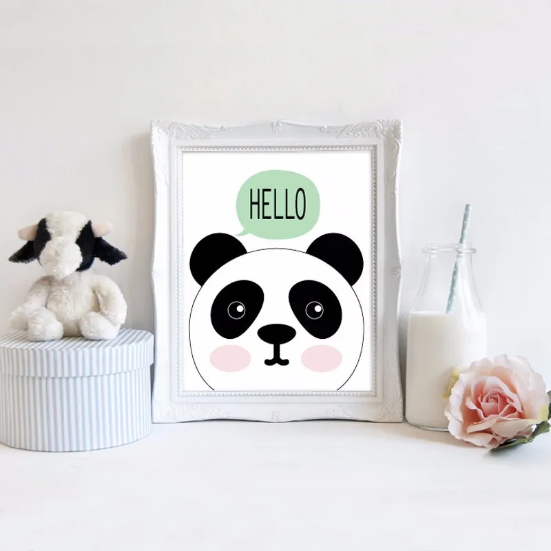 Художественный Рисунок Hello Panda детский настенный парусиновый рисунок с пандой