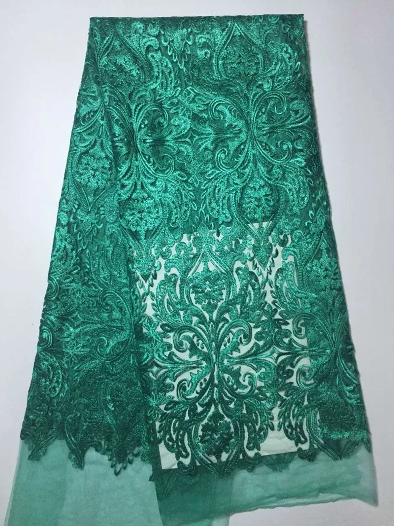 Африканский Кружево Ткань материал в нигерийском стиле зеленый цвет чистой тюль