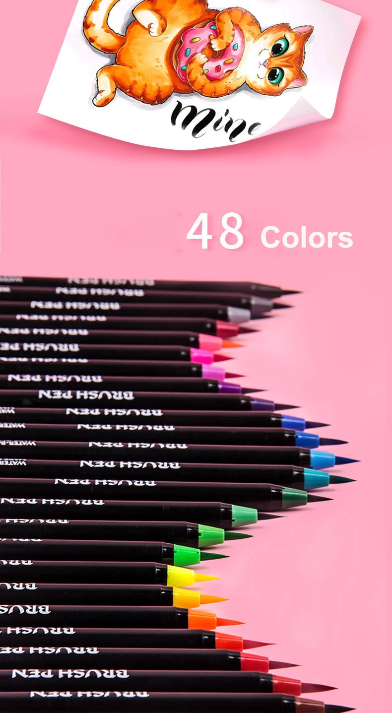 24/48 цветов FineLiner Рисование Живопись акварельные художественные маркеры ручки Мягкий кончик кисти ручка школьные принадлежности