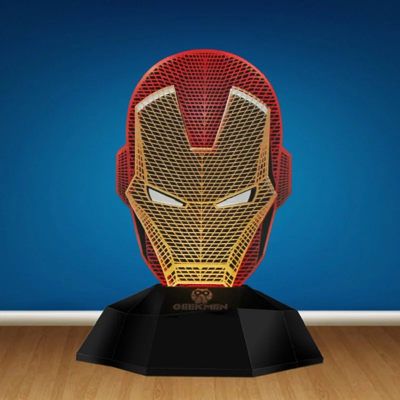С принтами "Marvel", "Мстители", светодиодный ночной Светильник 3D акриловая настольная лампа Железный человек Маска настольные лампы для спальни прикроватный светильник детский подарок зарядка через usb - Испускаемый цвет: Синий