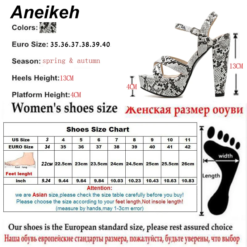 Aneikeh/ г. летние модные босоножки на платформе с пряжкой и змеиным узором на высоком квадратном каблуке женские сандалии-гладиаторы вечерние привлекательные женские туфли