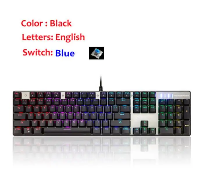English Blue Switch Motospeed CK104 металлический переключатель с 104 клавишами RGB игровая Проводная Механическая клавиатура светодиодный с подсветкой анти-привидение для геймерского компьютера - Цвет: English Blue Switch