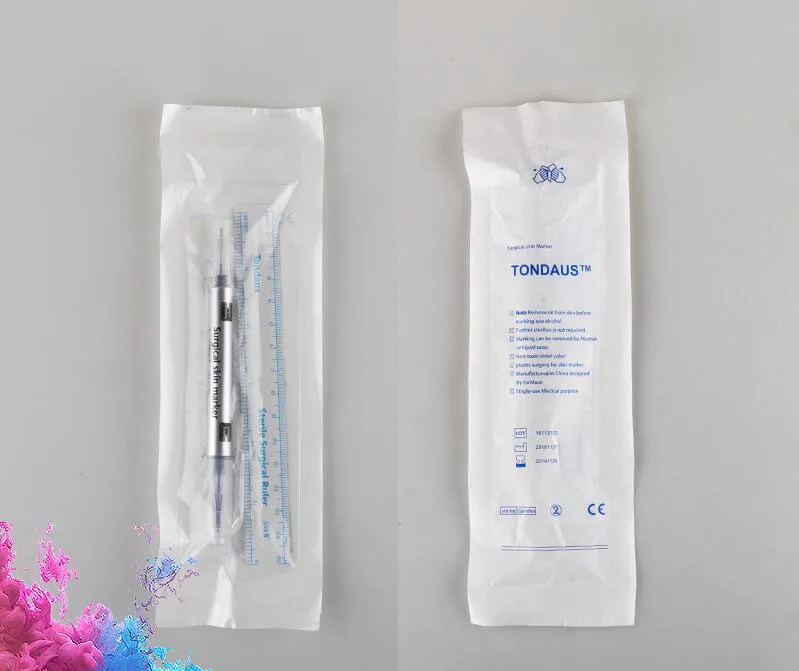 2 шт. Microblading хирургический маркер для кожи ручка с Измерьте Линейка хорошее качество инструменты для татуажа маркер для бровей ручка татуировка аксессуары