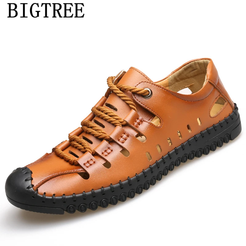 Sandals Man Casual Shoes Outdoor Designer Men Leather Genuine Beach Brand Fashion 2022 | Обувь