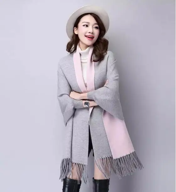Зимний Теплый женский шарф зимний южнокорейский шерстяной вязаный с длинными