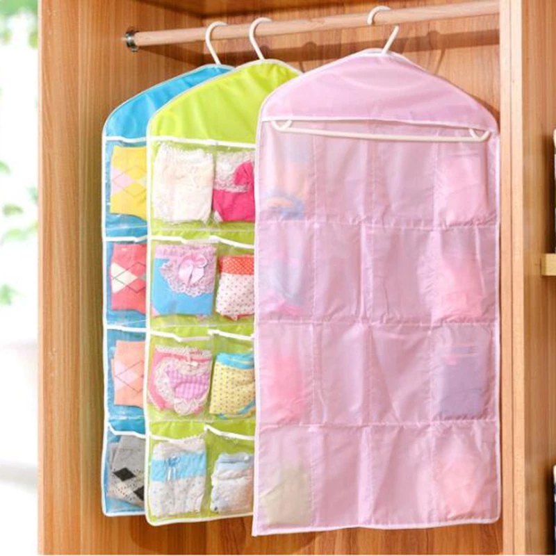 HOT! 16 Pockets Clear Hanging Bag Socks Bra Underwear Rack Hanger Storage Organizer New | Дом и сад