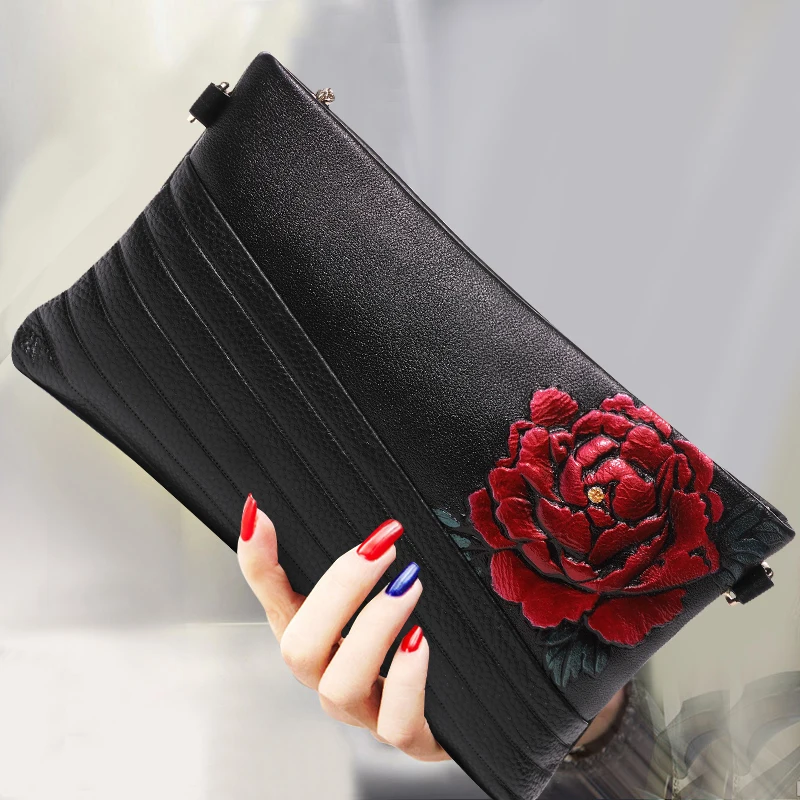 Винтаж пион конверт сумка на молнии вечерние клатчи леди сцепления Кошелек