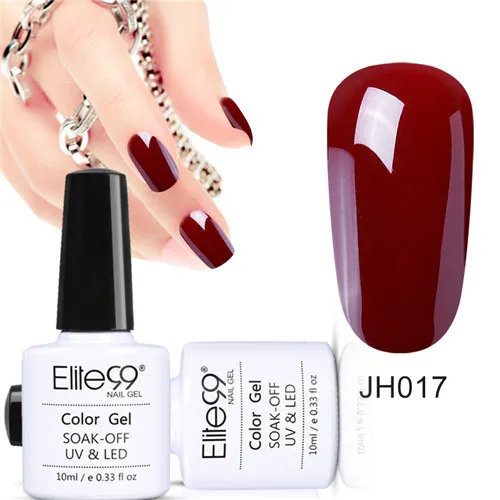 JH017 Elite99 10 мл Гель-лак для ногтей цвет красного вина Полупостоянный замачиваемый Светодиодный УФ Гель-лак для ногтей элегантный дизайн ногтей маникюр Гель-лак - Цвет: JH017