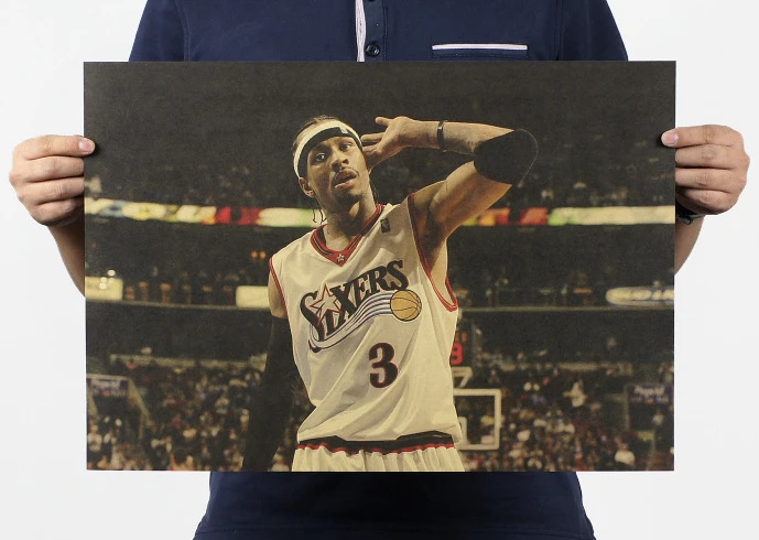 Винтажная баскетбольная звезда Аллен Иверсон плакат настенные холст наклейки