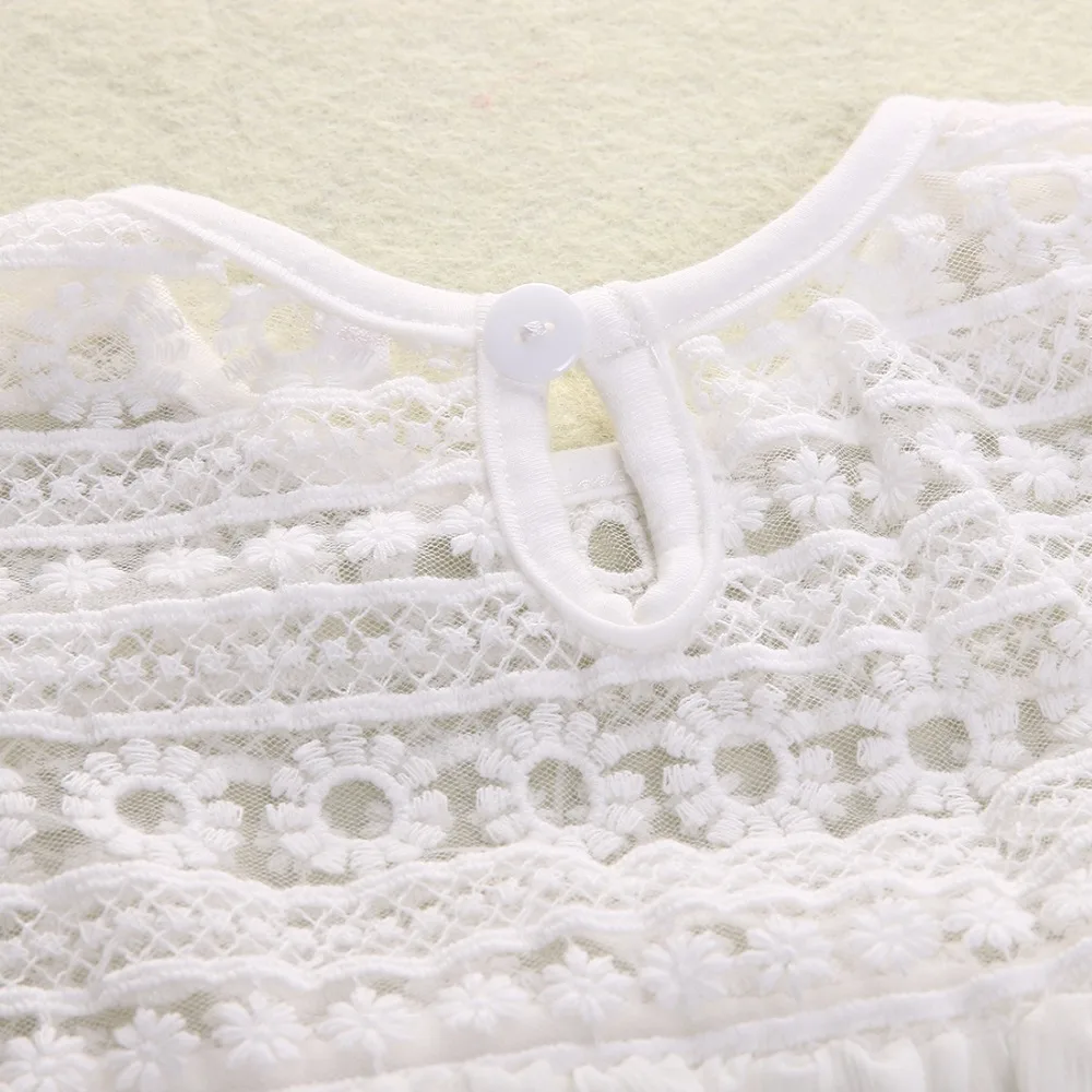 Шикарные белые летние платья принцессы для маленьких девочек кружевные с