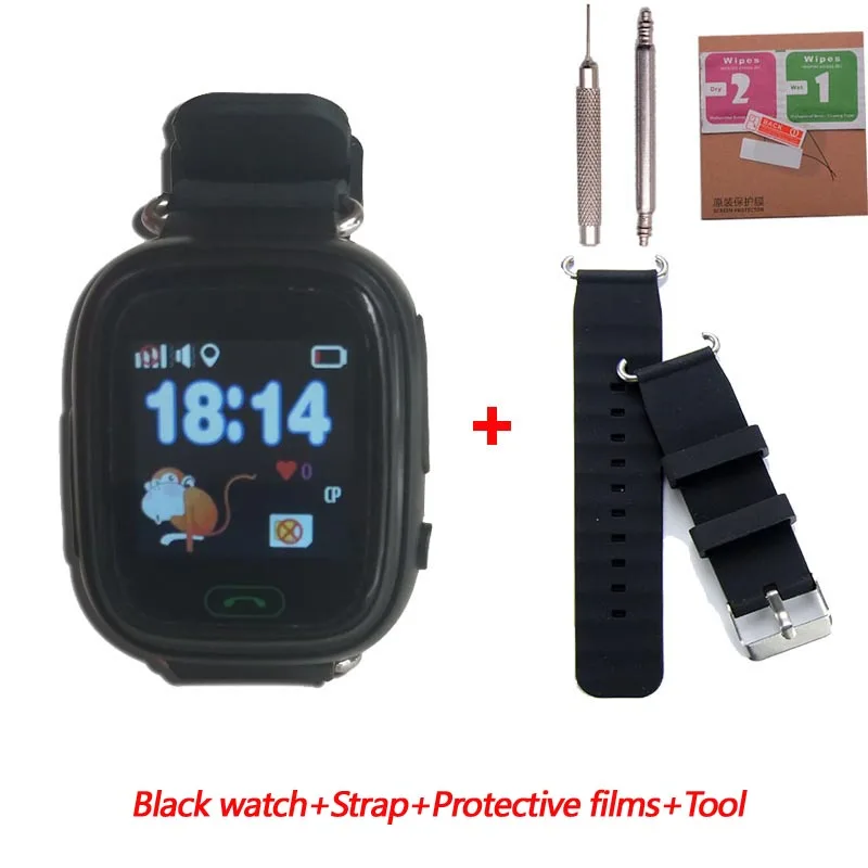 black add strap Greentiger Q90 gps Детские умные часы Детские анти-потеря часы устройство трекер wifi SOS умные часы телефон позиционирование VS Q50 Q100 - Цвет: black add strap