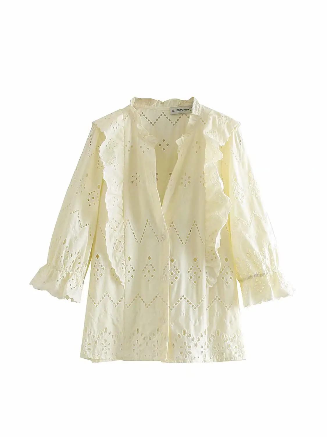 Женский весенний кружевной комплект из двух предметов блузка с длинным рукавом и