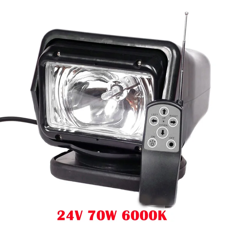 Black Shell 24V 70W AICARKAS 12 В 24 в 35 Вт 55 Вт 70 Вт HID Xenon поисковый свет беспроводной пульт дистанционного управления HID прожектор 6000K для внедорожника автомобиля лодки - Цвет: Black Shell 24V 70W